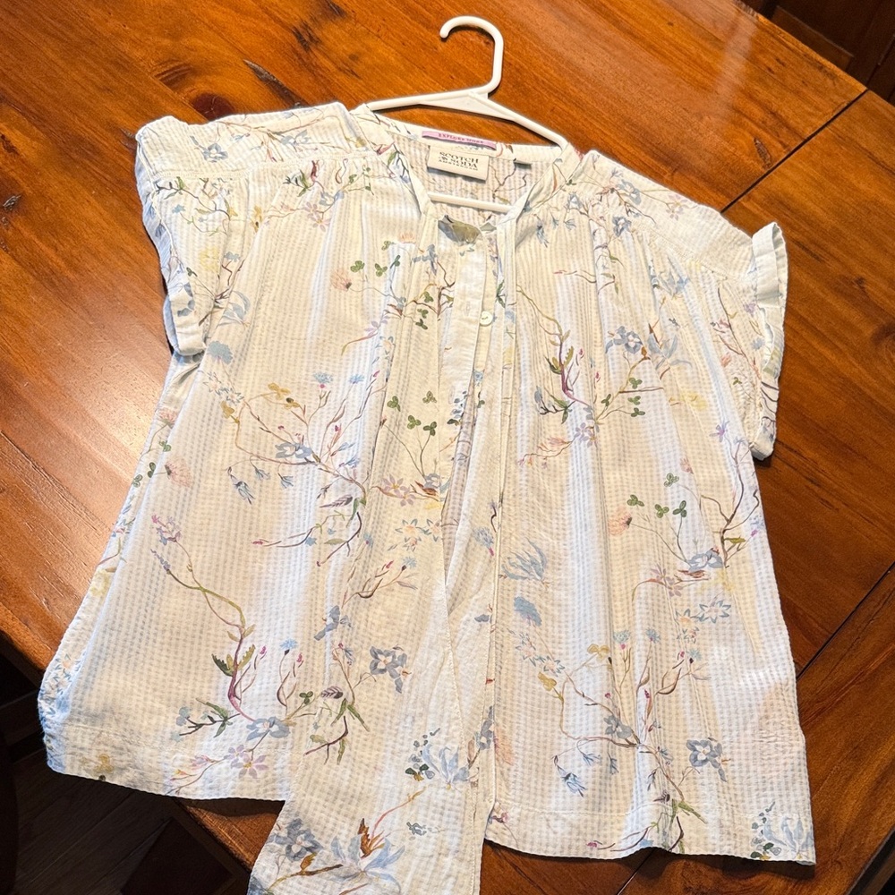 Scotch & Soda Floral Blouse - Cream with Multicolor Accents